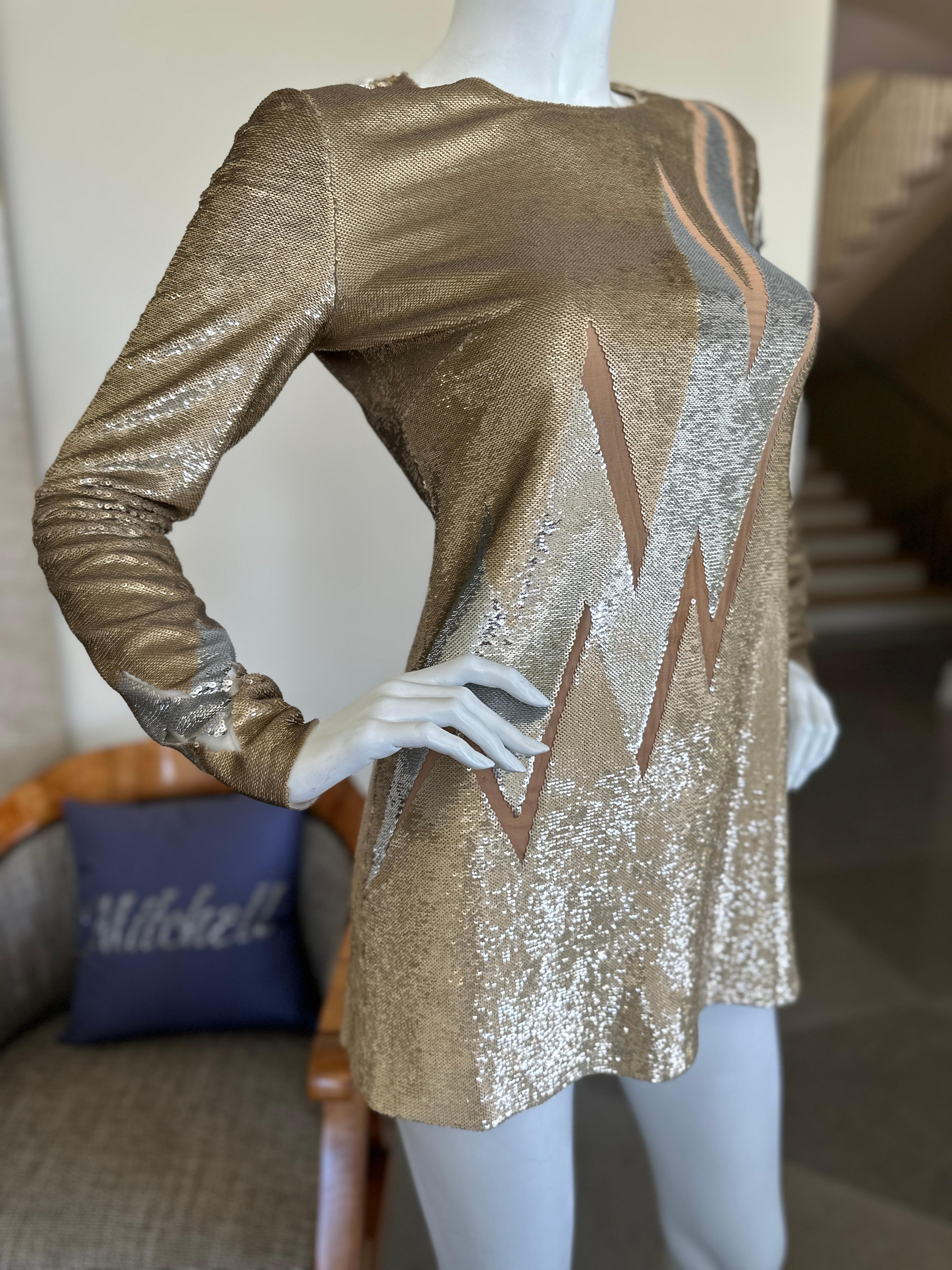 Women's Emilio Pucci Current Season Gold Sequin Lightning Bolt Mini Dress For Sale