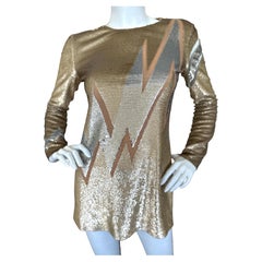 Emilio Pucci Current Season Gold Sequin Lightning Bolt Mini Dress