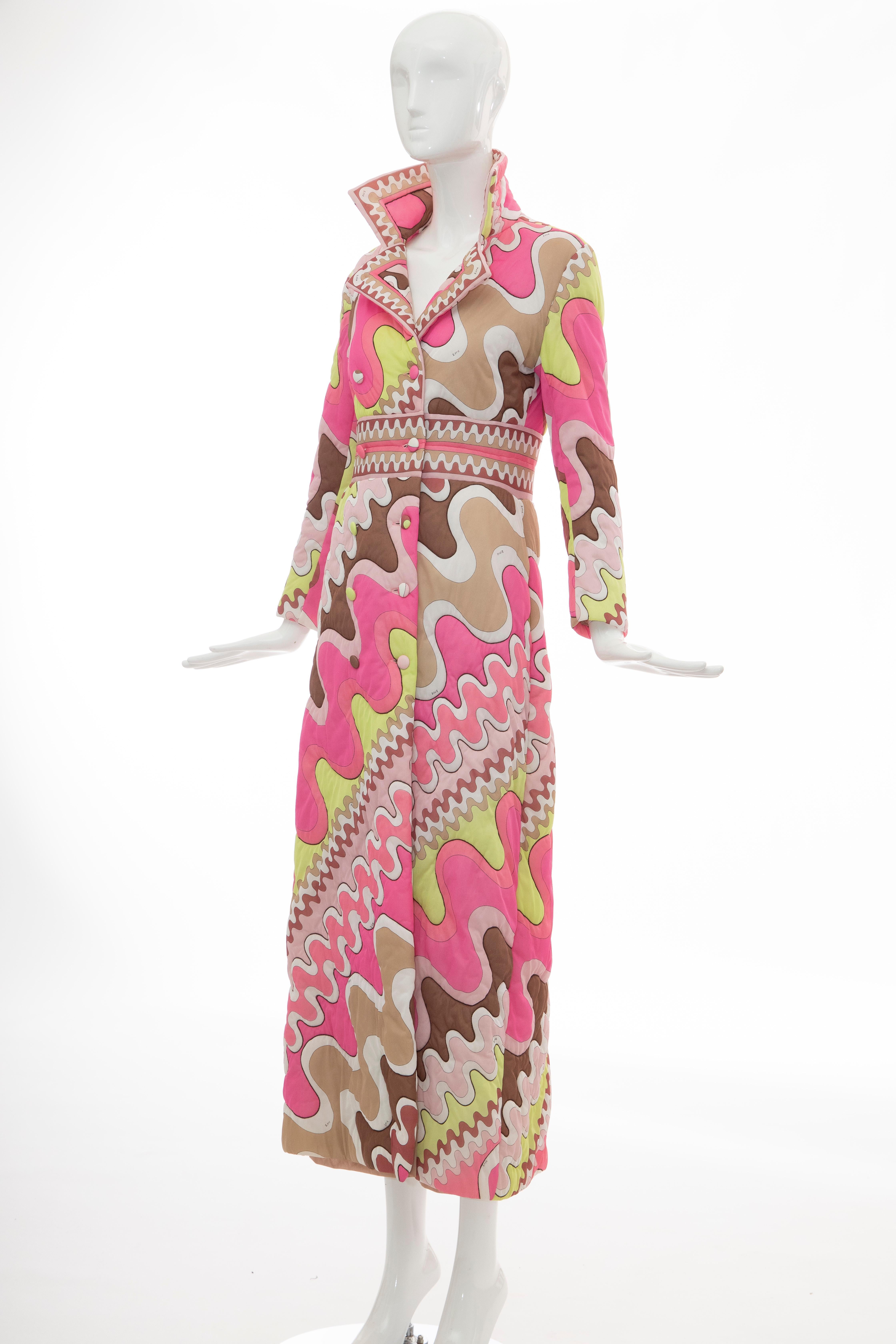 Emilio Pucci Double-Breasted Abstract Print Quilted Coat, Circa: 1970's 5