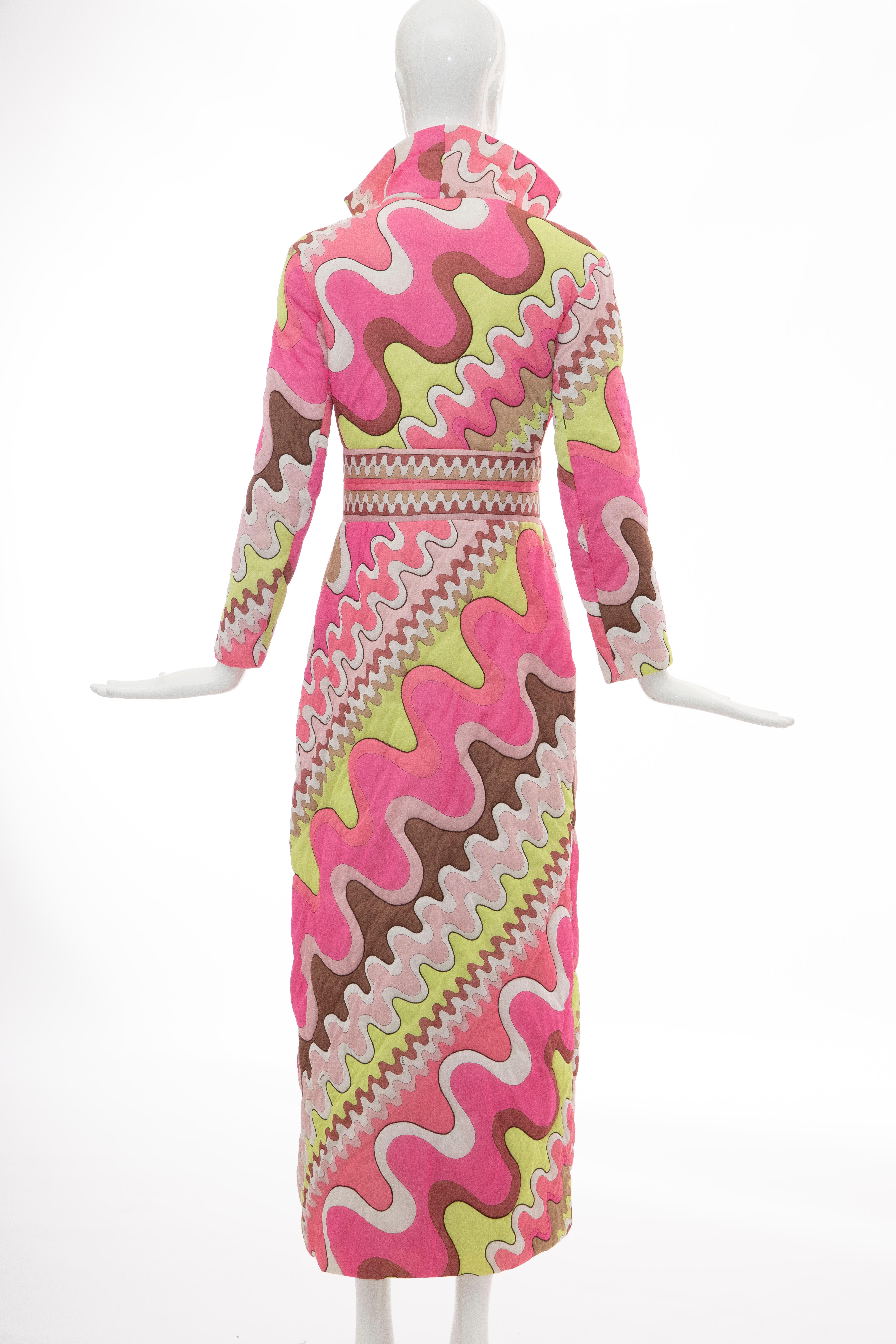 Emilio Pucci Double-Breasted Abstract Print Quilted Coat, Circa: 1970's 2