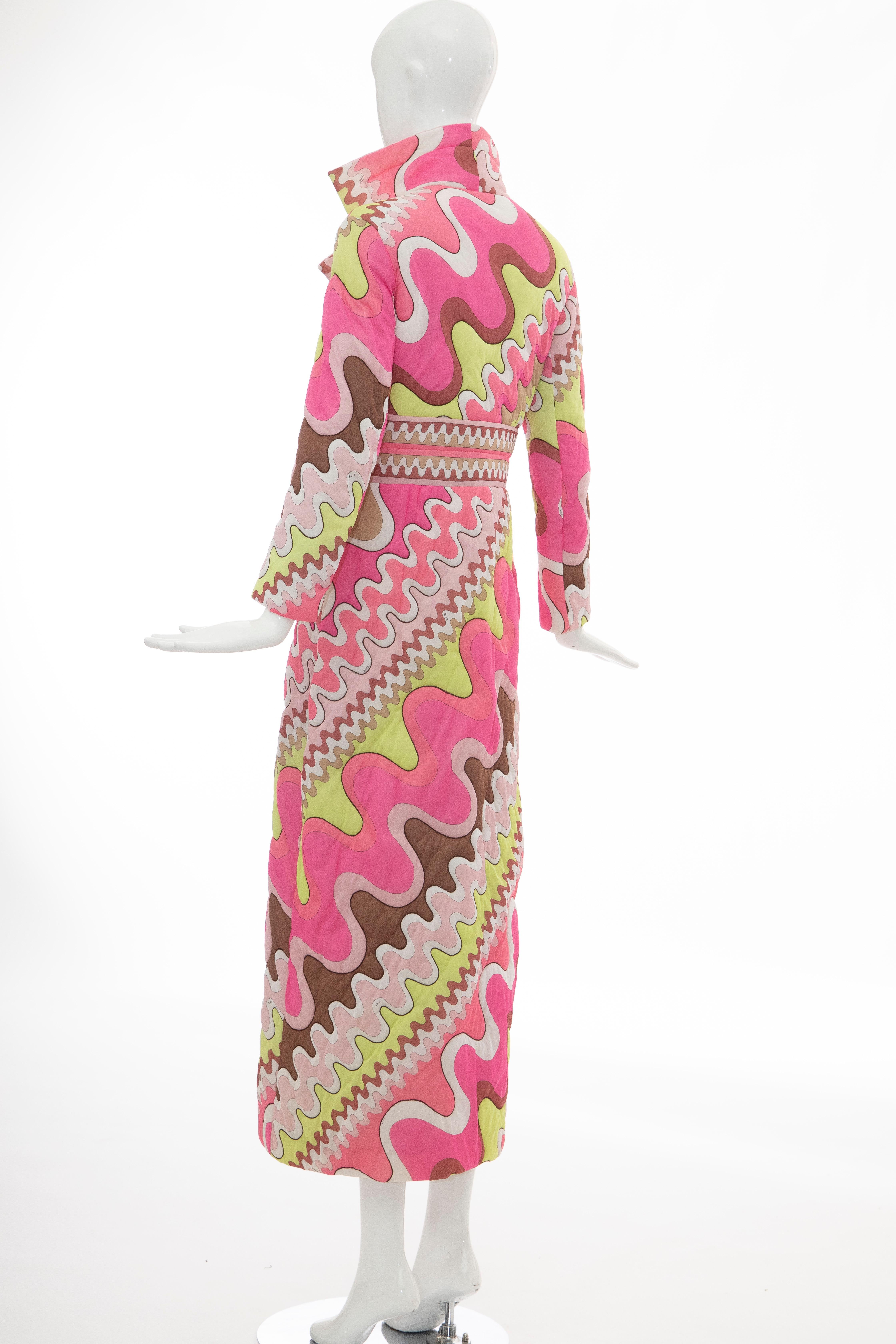 Emilio Pucci Double-Breasted Abstract Print Quilted Coat, Circa: 1970's 3