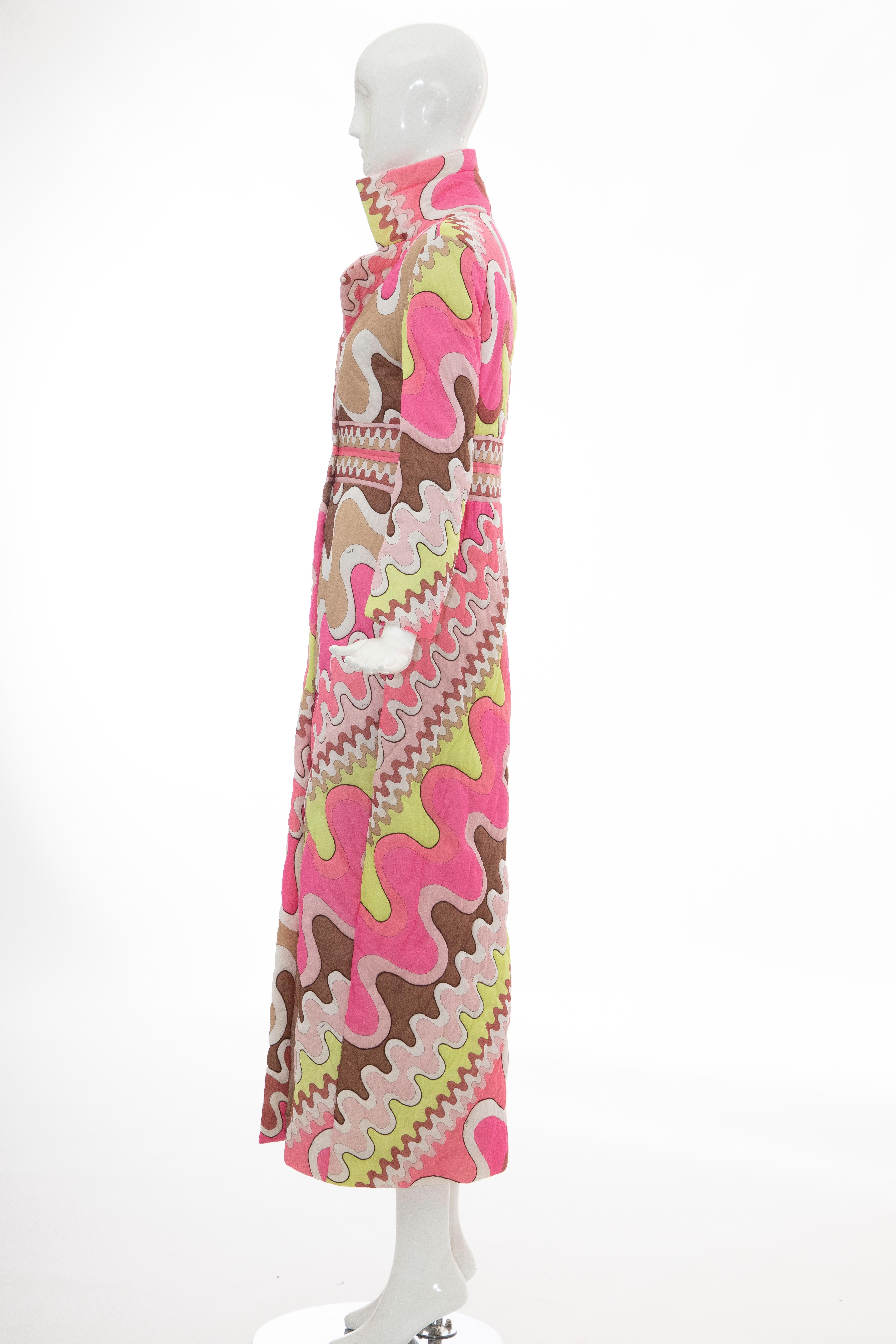 Emilio Pucci Double-Breasted Abstract Print Quilted Coat, Circa: 1970's 4