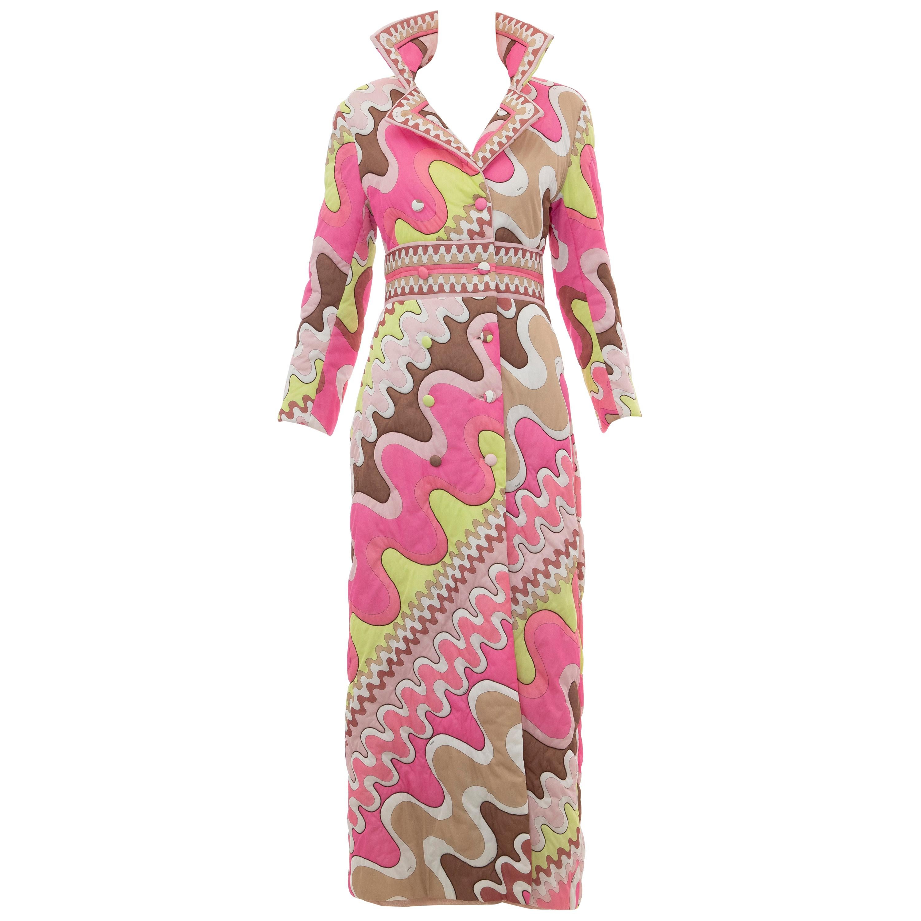 Emilio Pucci Double-Breasted Abstract Print Quilted Coat, Circa: 1970's