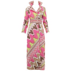 Vintage Emilio Pucci Double-Breasted Abstract Print Quilted Coat, Circa: 1970's