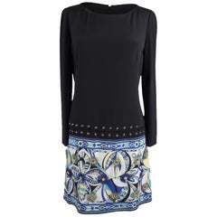Emilio Pucci Dress A Line Black w Pucci Print Floral Paillettes 12