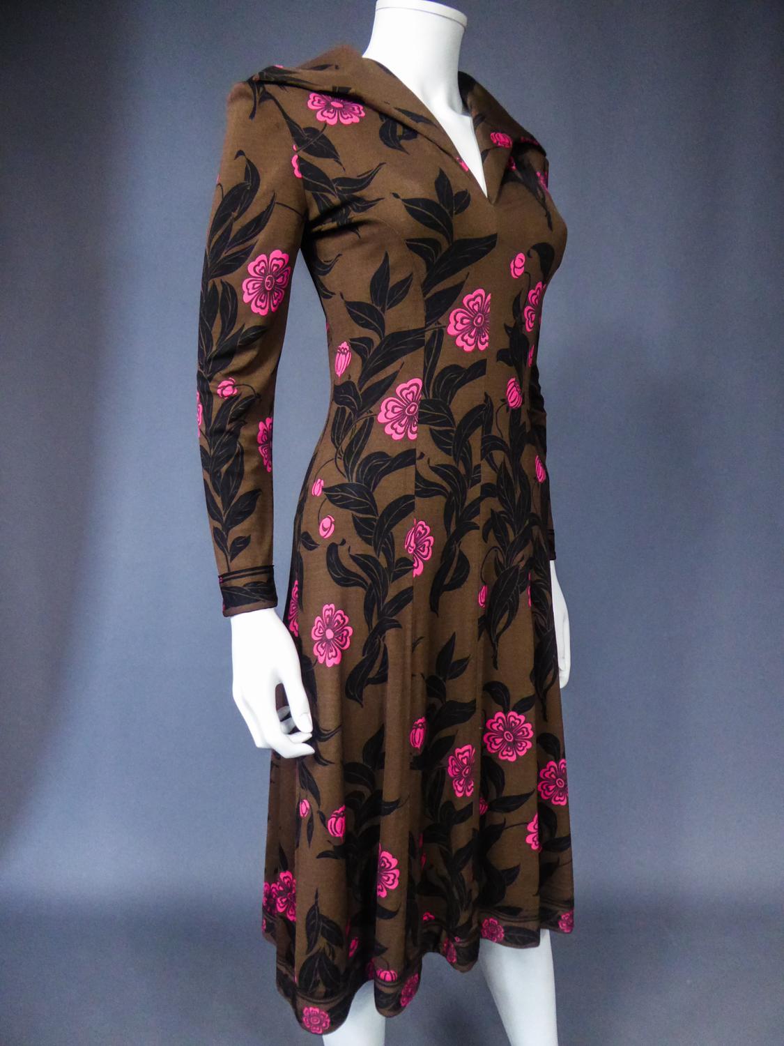 An Emilio Pucci Printed Jersey Dress Circa 1975 In Good Condition For Sale In Toulon, FR