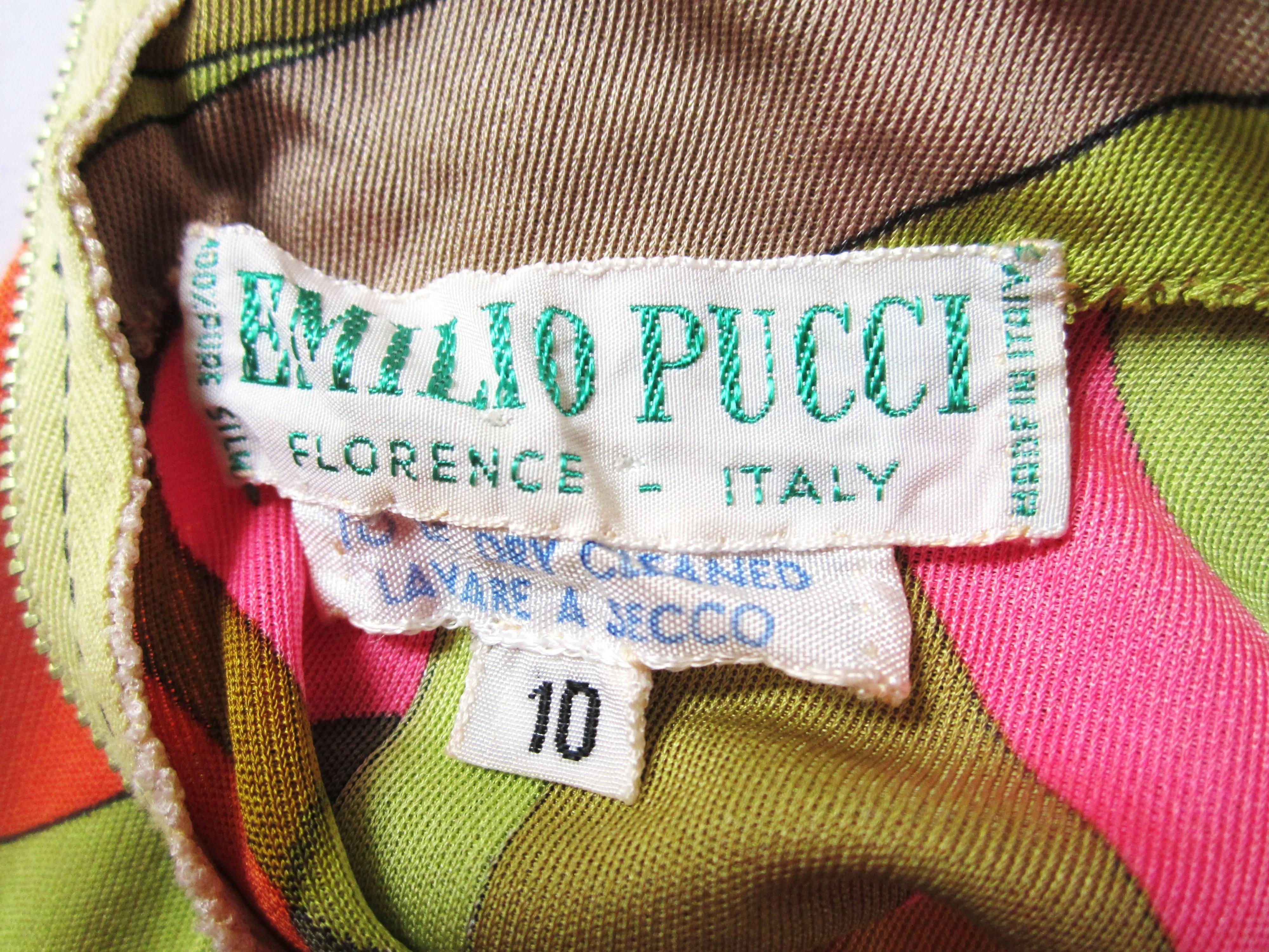 EMILIO PUCCI Dress Multi color Silk Long Sleeve Mod Print 1960s XS Small Vintage 3