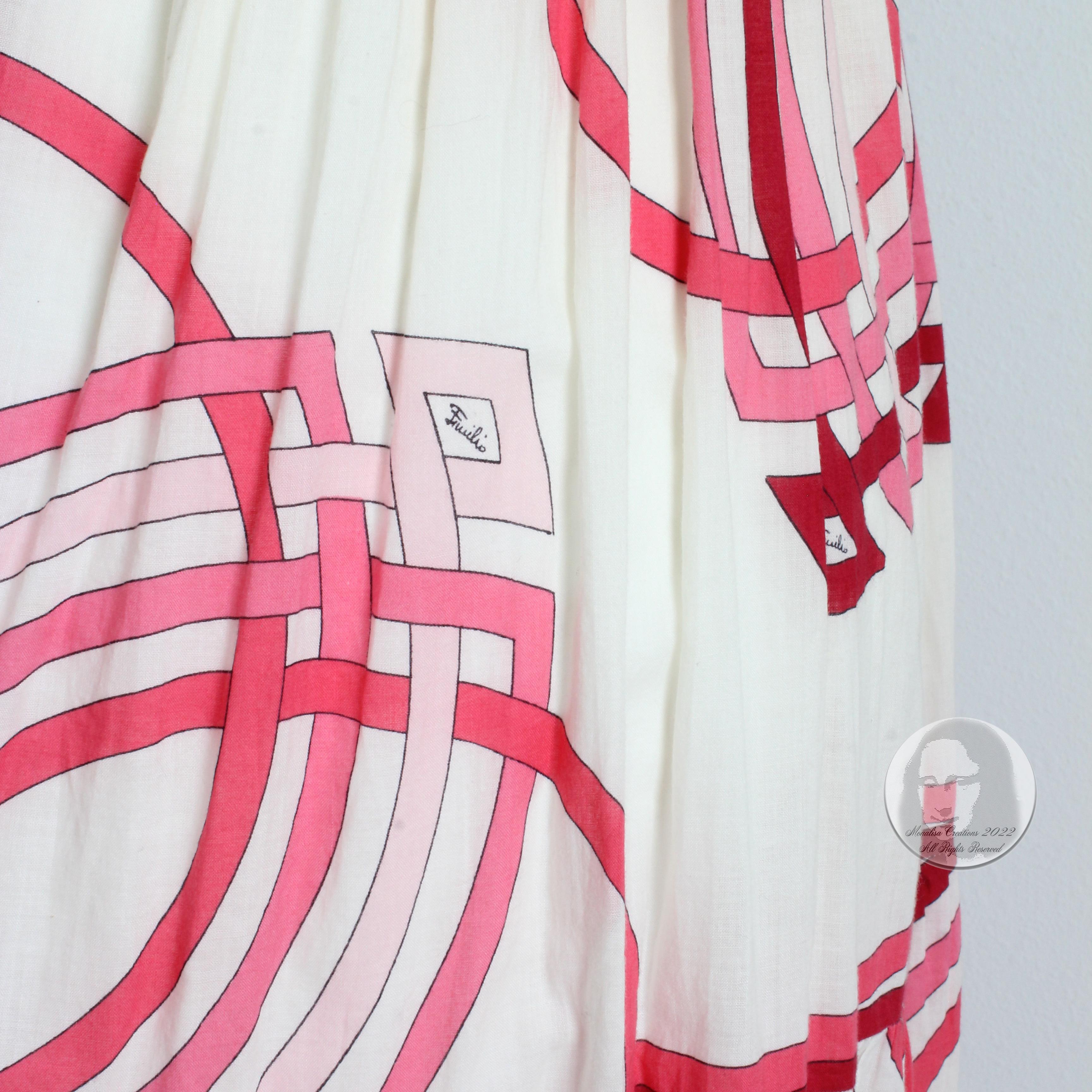 Emilio Pucci Dress Sundress Pink Abstract Print Cotton Spaghetti Strap 70s  4