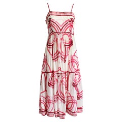 Vintage Emilio Pucci Dress Sundress Pink Abstract Print Cotton Spaghetti Strap 70s 