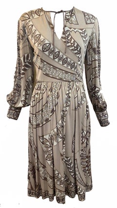 Robe en jersey à imprimé iconique Emilio Pucci Earth Tones, années 1970