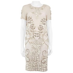 Emilio Pucci Ecru Silk Embroidery Midi Dress Size L