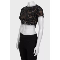 Emilio Pucci Elegant Black Sequin Peter Dundas Top Sz.XS
