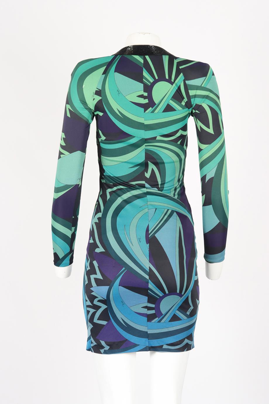 Women's Emilio Pucci Embellished Printed Stretch Jersey Dress It 38 Uk 6
