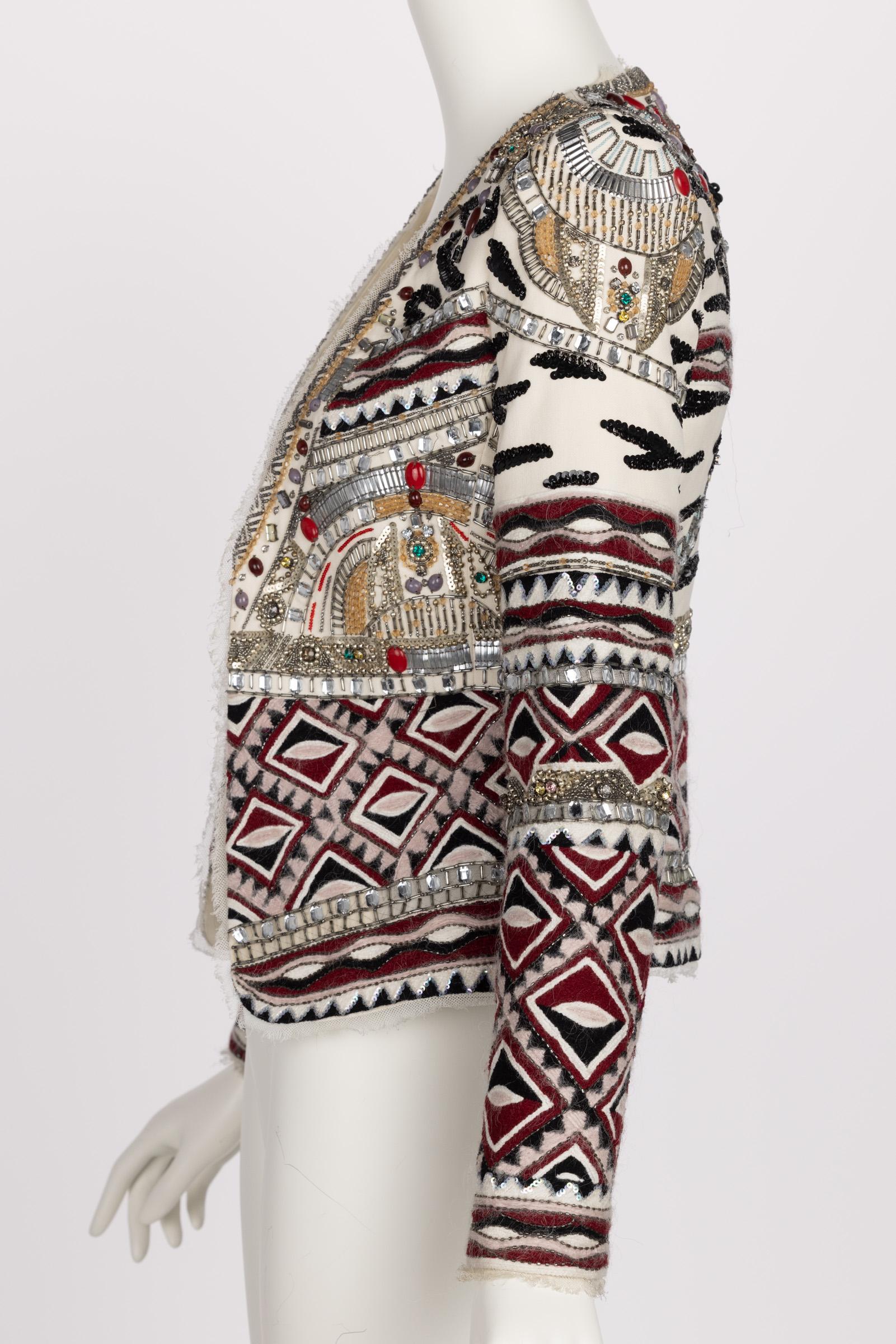 Gray  Emilio Pucci Embellished Wool Silk & Cotton Blend Jacket, Pre -Fall 2012 Runway