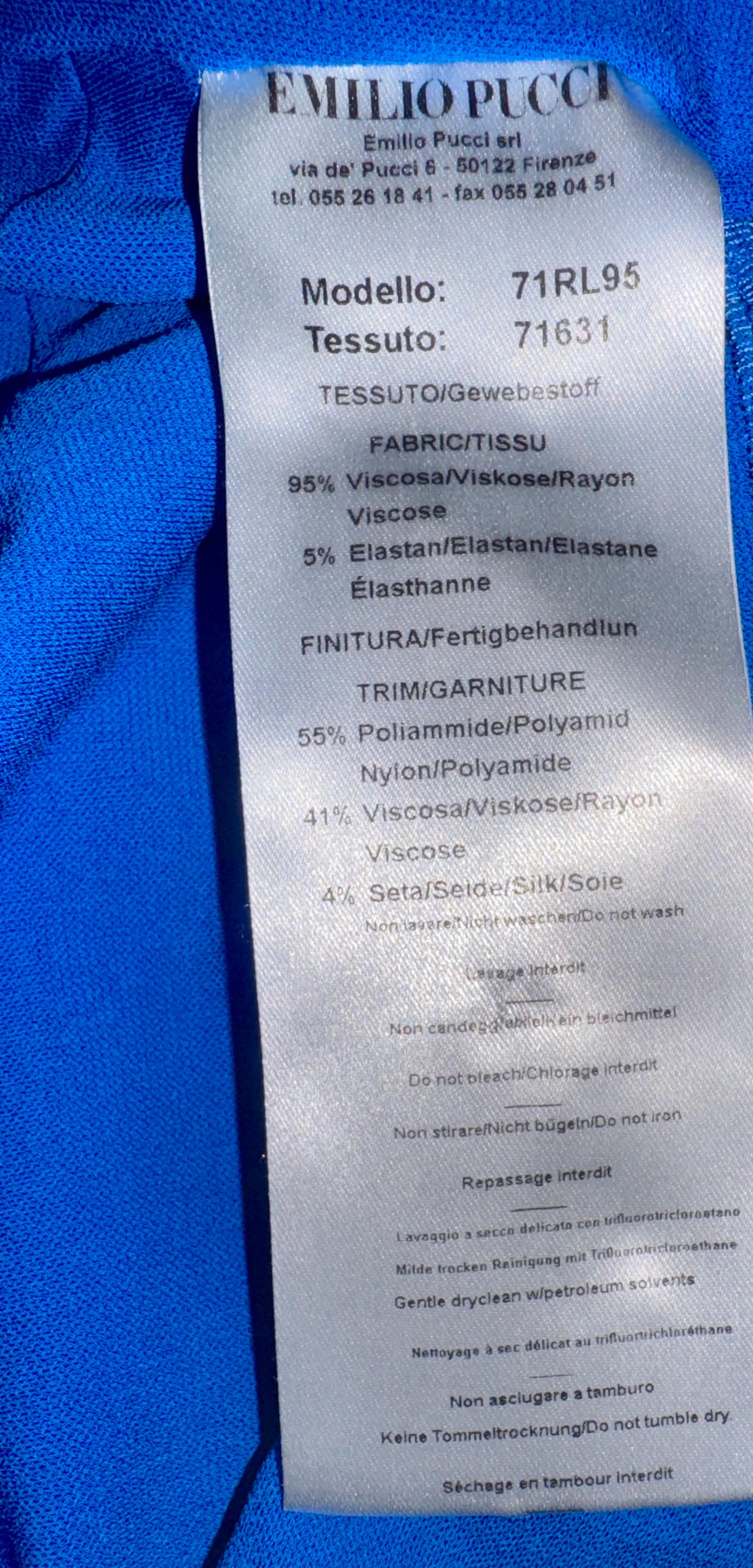 EMILIO PUCCI Robe Maxi bleue brodée Gown 42 en vente 5