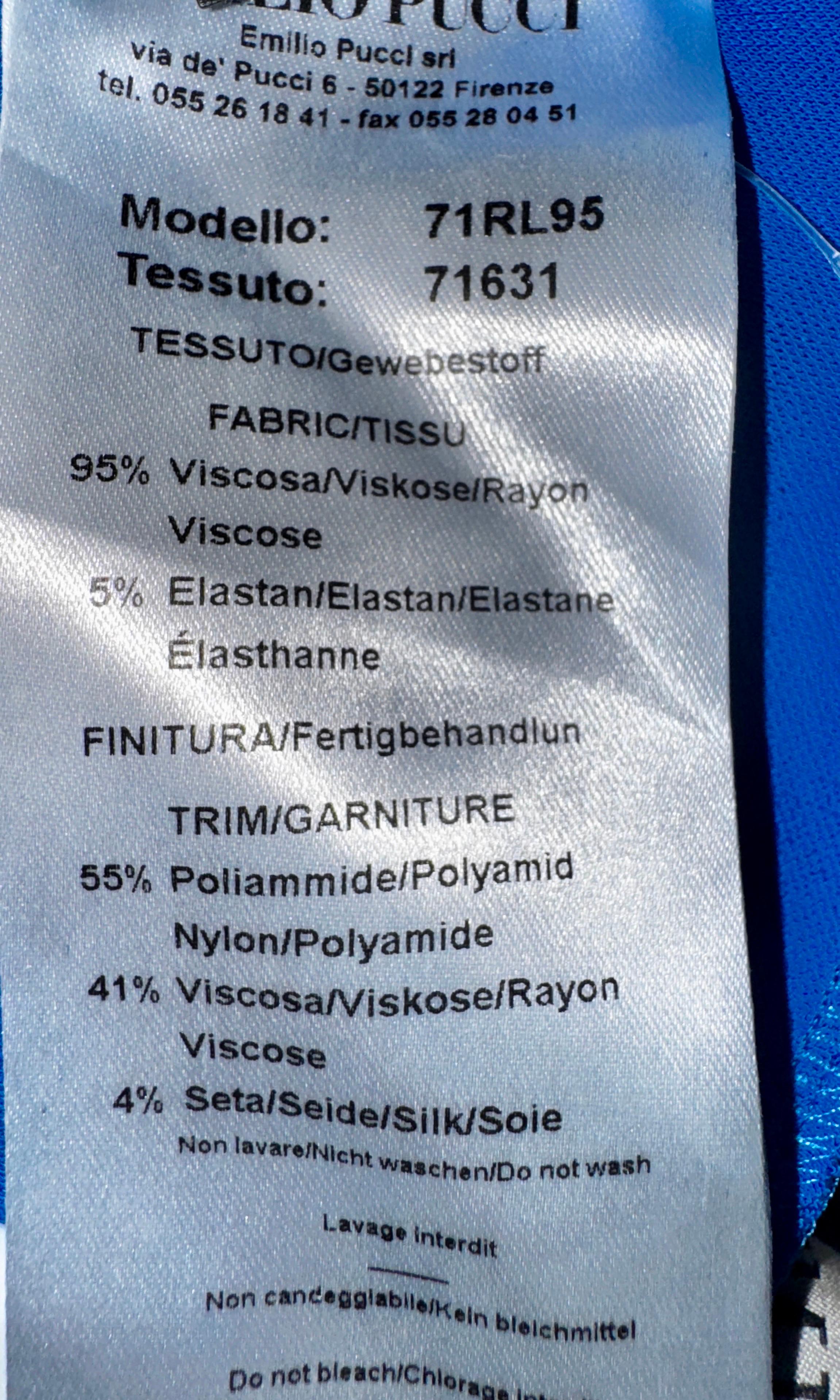 EMILIO PUCCI Robe Maxi bleue brodée Gown 42 en vente 6