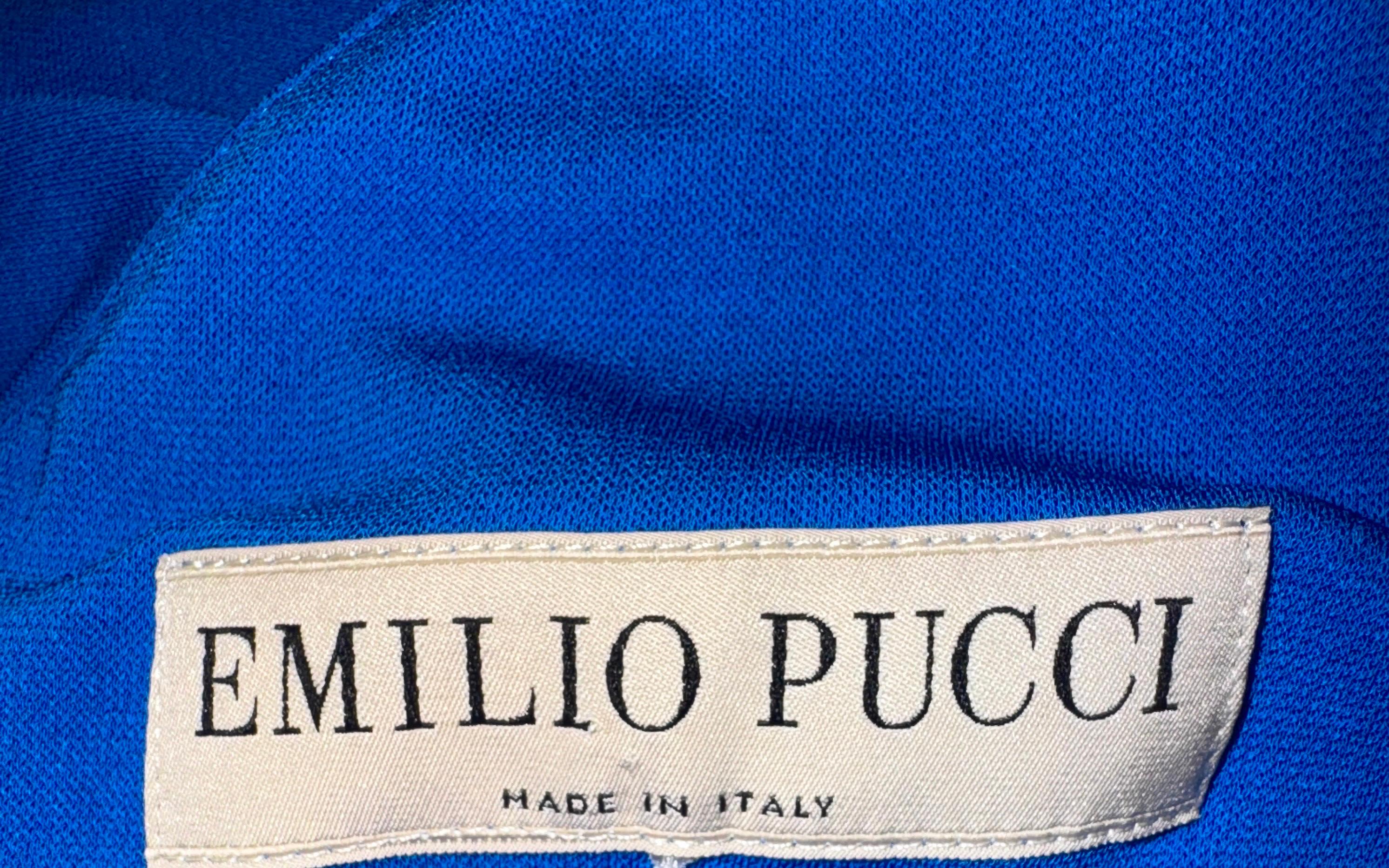 EMILIO PUCCI Robe Maxi bleue brodée Gown 42 en vente 7