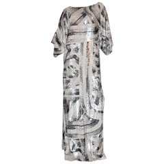 NEW Emilio Pucci Embroidered Silk Sequin Evening Kaftan Maxi Dress Gown 40