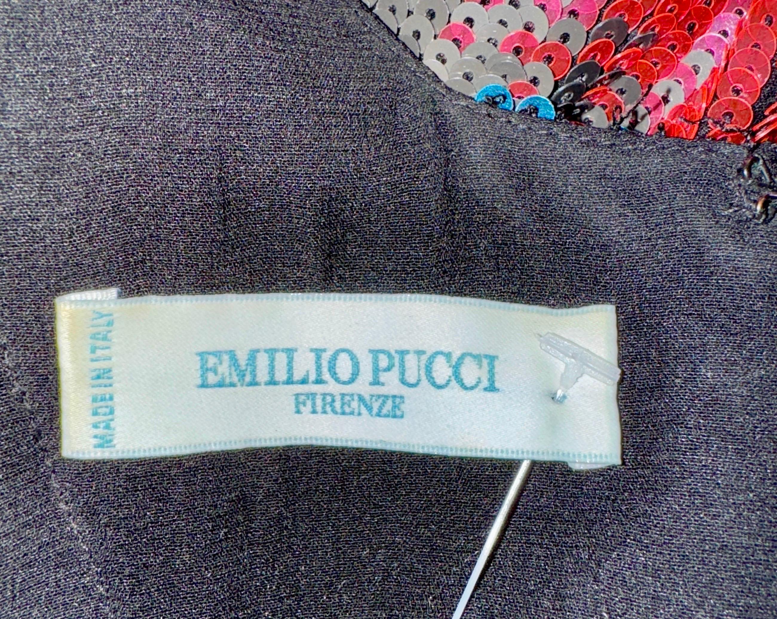 EMILIO PUCCI Embroidered Silk Sequin Evening Kimono Dress 42 For Sale 7