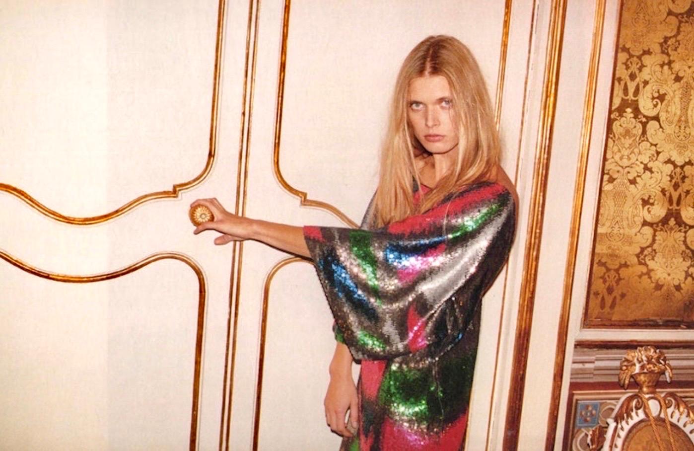 EMILIO PUCCI Embroidered Silk Sequin Evening Kimono Dress 42 For Sale 10