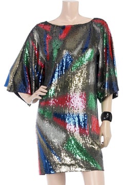 EMILIO PUCCI S/S 2008 Embroidered Silk Sequin Evening Kimono Dress 42