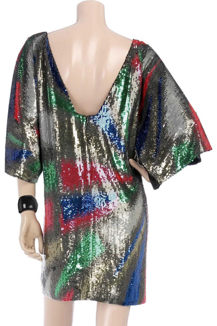 Black EMILIO PUCCI Embroidered Silk Sequin Evening Kimono Dress 42 For Sale