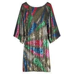 EMILIO PUCCI Embroidered Silk Sequin Evening Kimono Dress 42