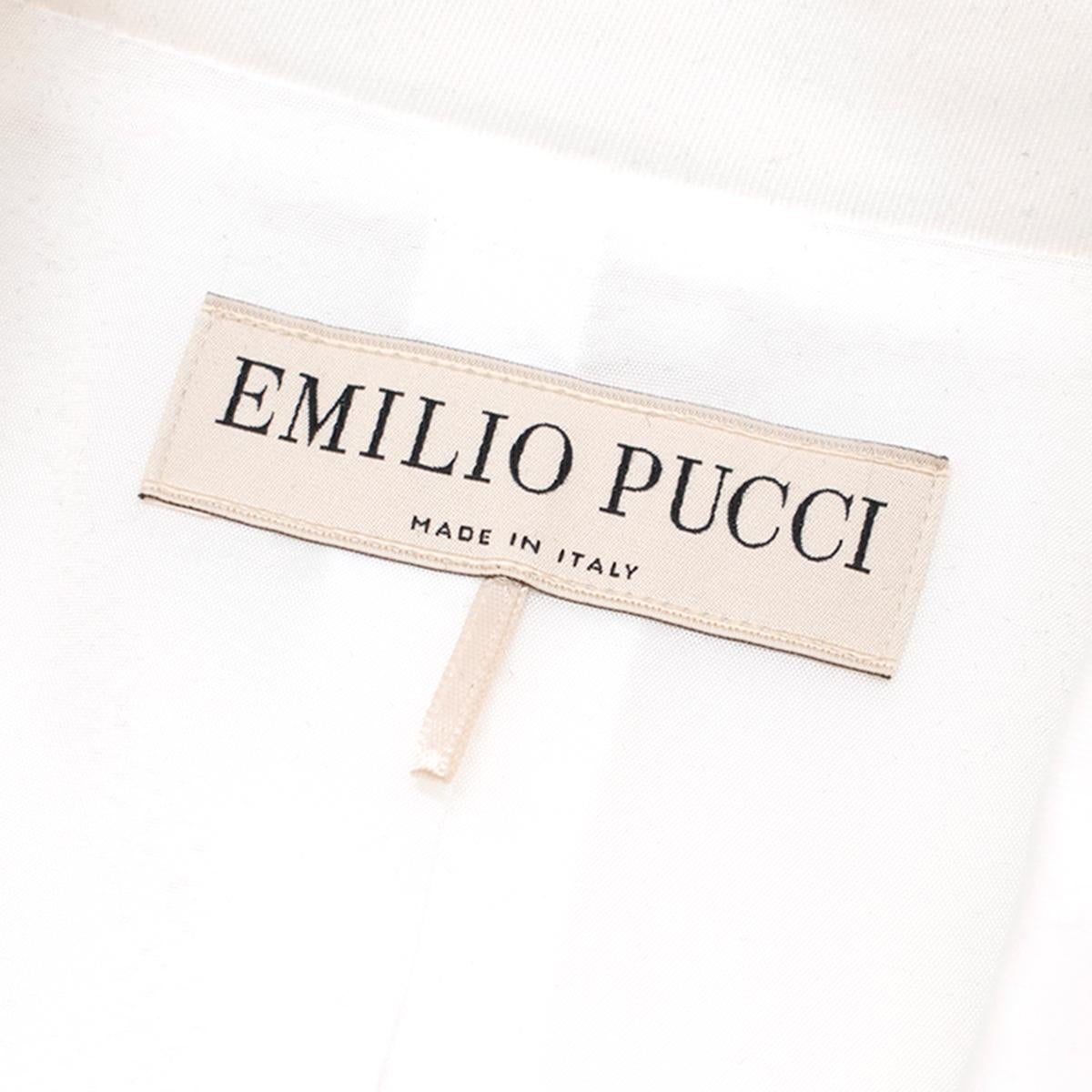 Women's  Emilio Pucci embroidered white twill blazer US 8 For Sale
