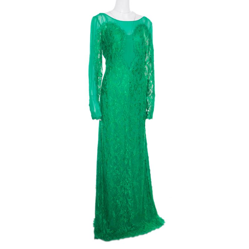 emerald green lace dress long sleeve