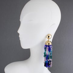 Emilio Pucci Extra lange Ohrringe aus vergoldetem Metall und Murano-Kunstglas mit Clipverschluss