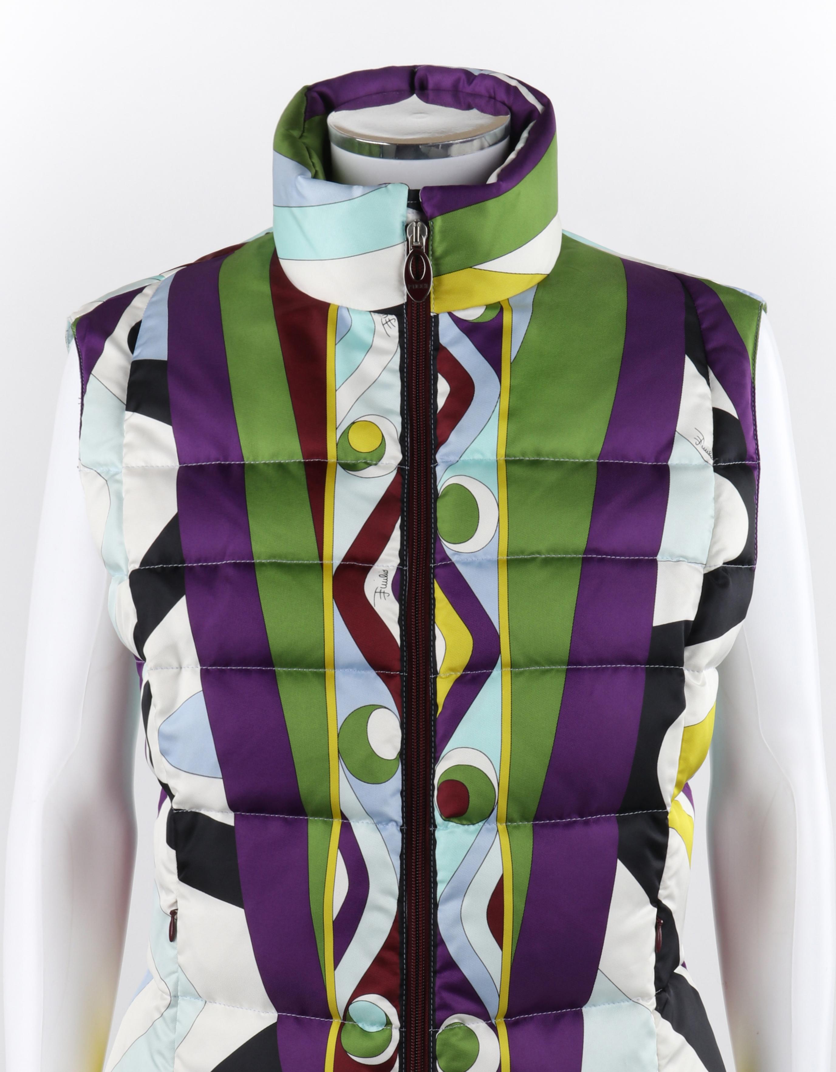 EMILIO PUCCI F/W 2004 Firenze Multicolor Op Art Quilted Puffer Ski Vest Jacket

Brand / Manufacturer: Emilio Pucci
Collection: F/W 2004
Designer: Christian Lacroix
Style: Puffer vest jacket
Color(s): Shades of black, white, purple, blue, yellow,