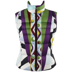 EMILIO PUCCI F/W 2004 Firenze Multicolor Op Art Quilted Puffer Ski Vest Jacket