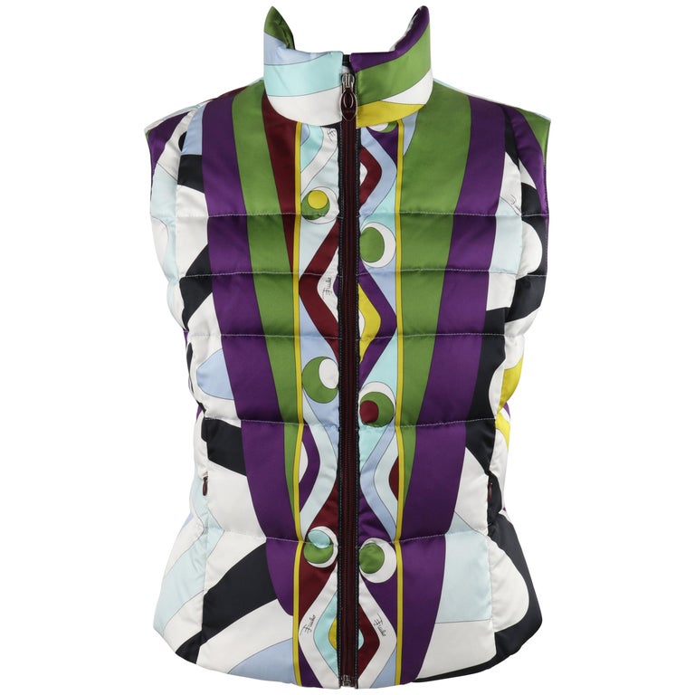 EMILIO PUCCI F/W 2004 Firenze Multicolor Op Art Quilted Puffer Ski Vest  Jacket at 1stDibs