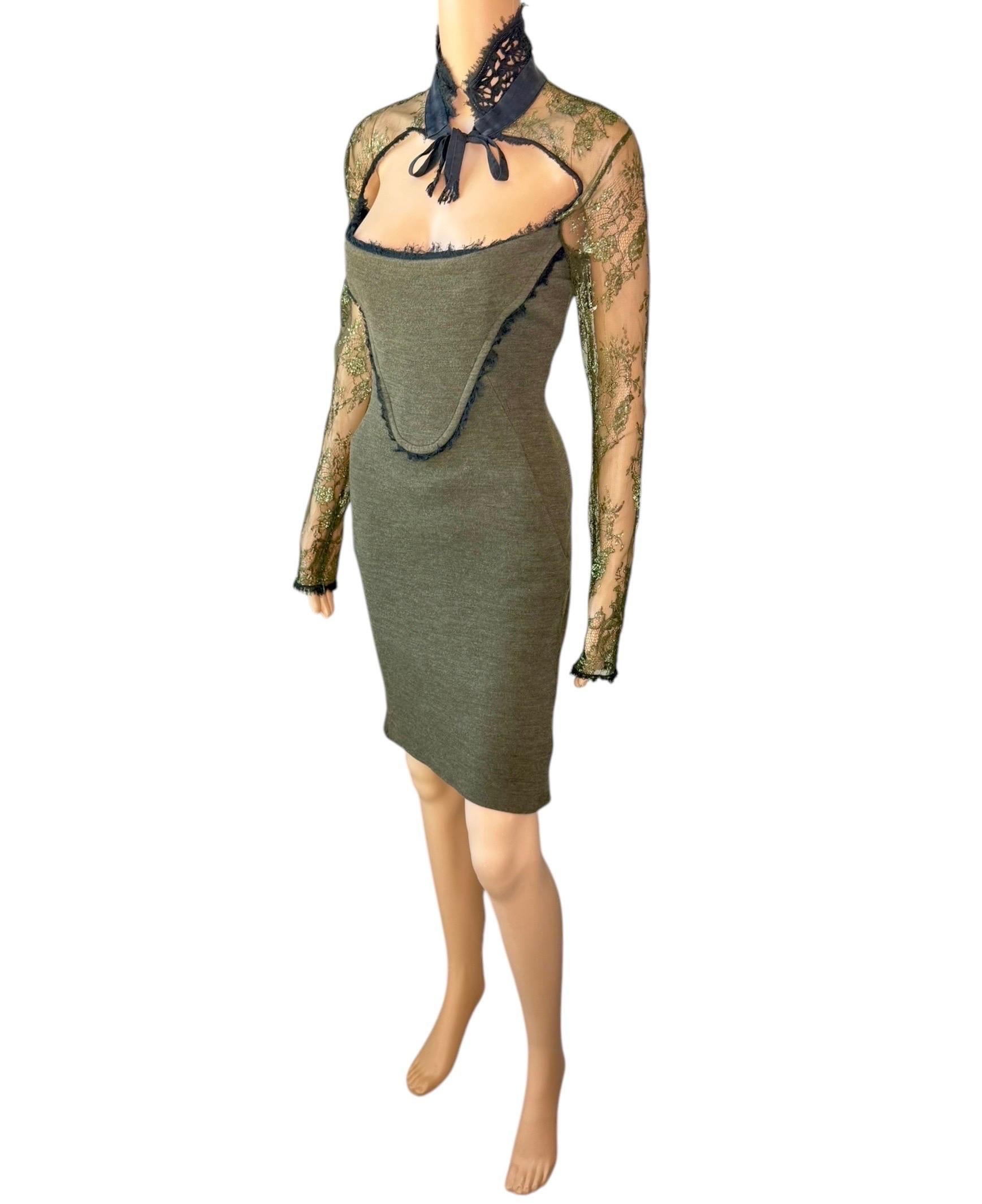 Emilio Pucci F/W 2011 Runway Cutout Back Sheer Lace Collar Tie Dress For Sale 6