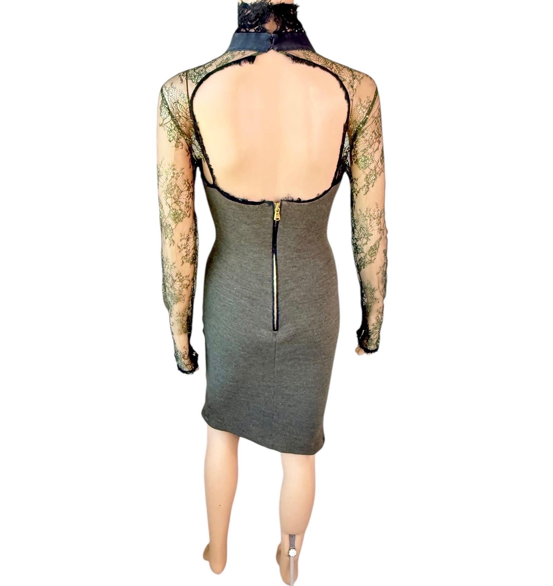 Emilio Pucci F/W 2011 Runway Cutout Back Sheer Lace Collar Tie Dress For Sale 7