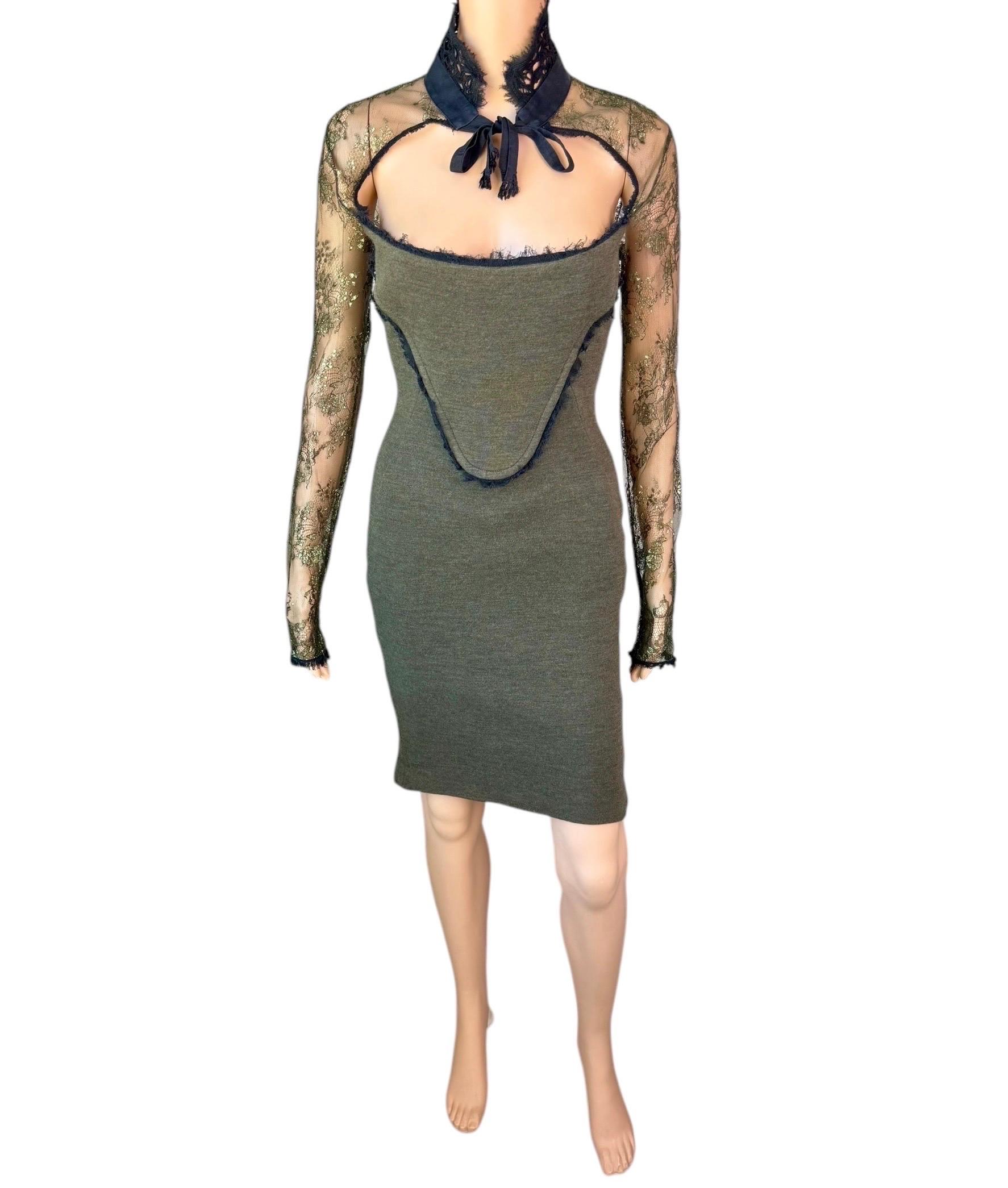 Emilio Pucci F/W 2011 Runway Cutout Back Sheer Lace Collar Tie Dress For Sale 8