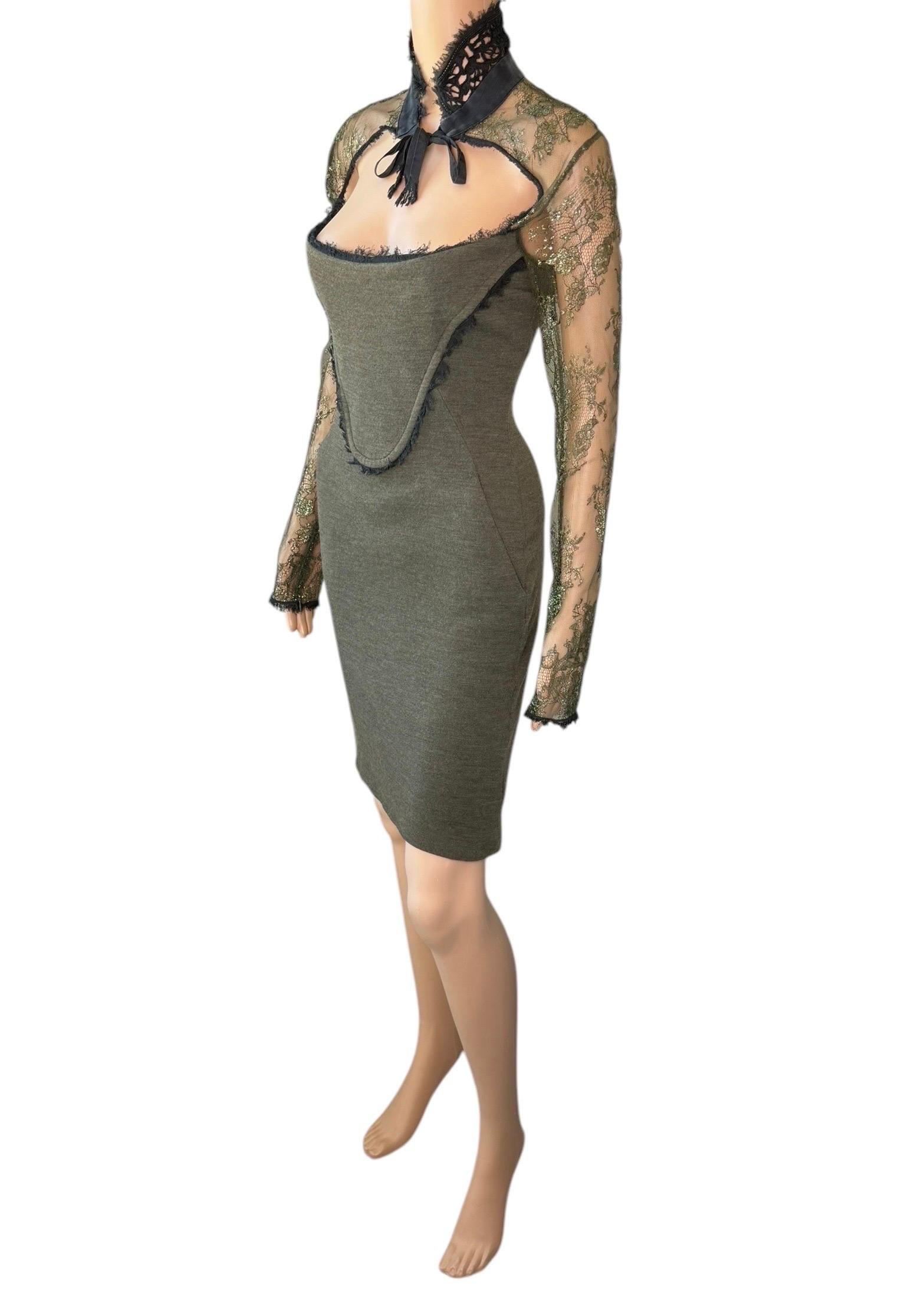 Emilio Pucci F/W 2011 Runway Cutout Back Sheer Lace Collar Tie Dress For Sale 10