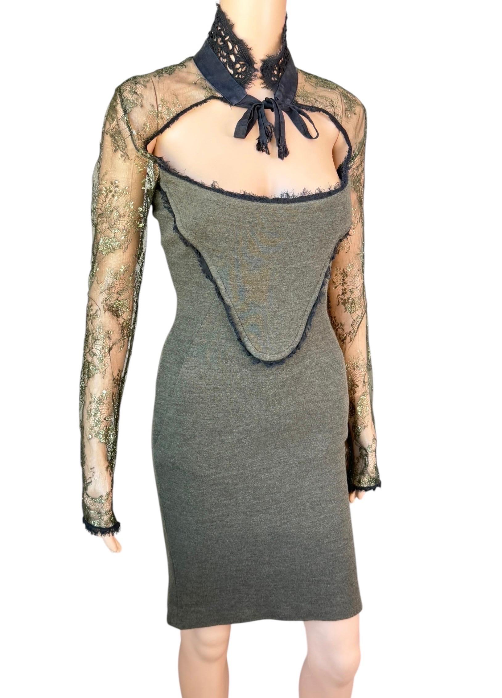Emilio Pucci F/W 2011 Runway Cutout Back Sheer Lace Collar Tie Dress 

Look 6 from the Fall 2011 Collection by Peter Dundas.

Size: IT 44

Condition: Good condition, please note the edges of the tie up have some fraying present due to age.