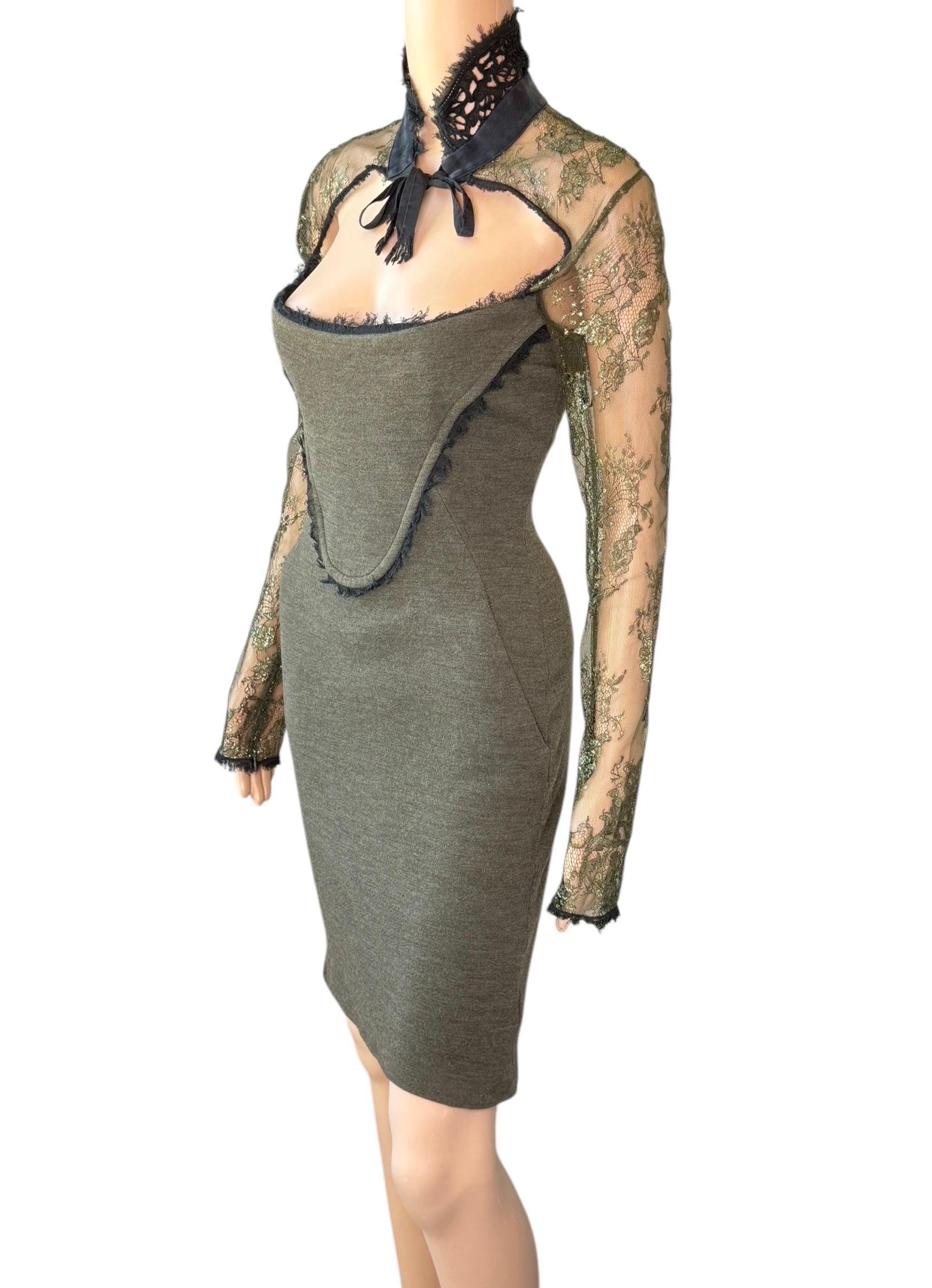 Emilio Pucci F/W 2011 Runway Cutout Back Sheer Lace Collar Tie Dress For Sale 1