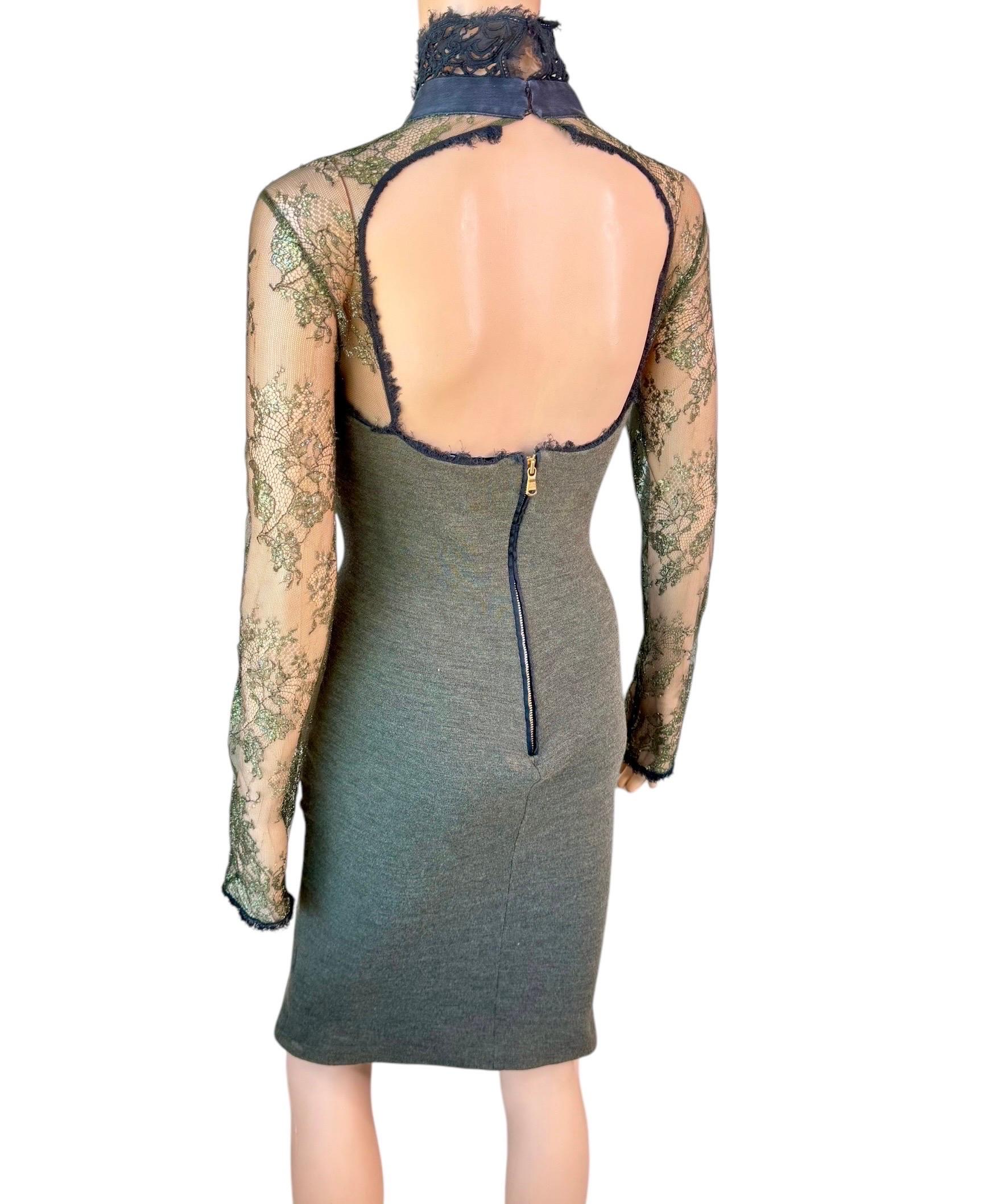 Emilio Pucci F/W 2011 Runway Cutout Back Sheer Lace Collar Tie Dress For Sale 3