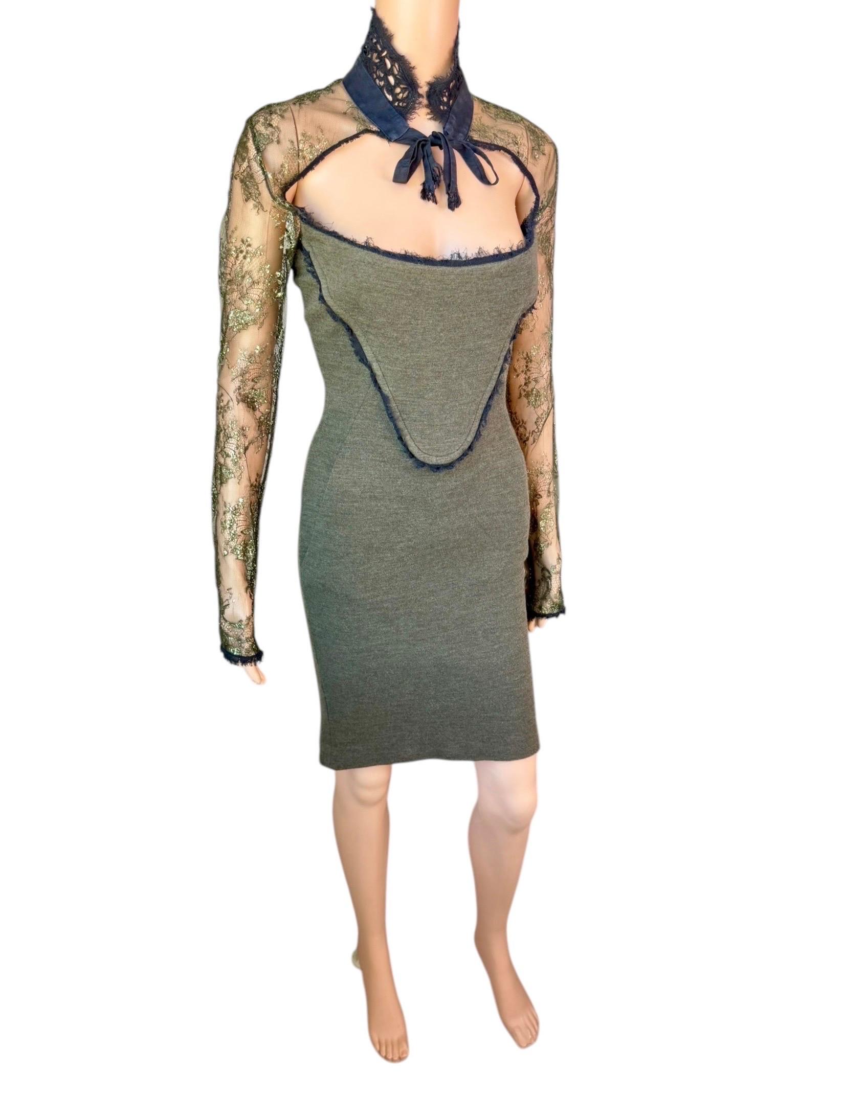 Emilio Pucci F/W 2011 Runway Cutout Back Sheer Lace Collar Tie Dress For Sale 4