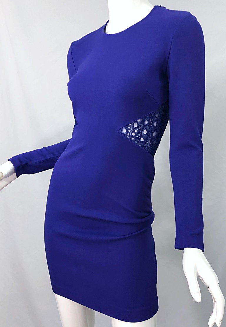 Emilio Pucci Fall 2012 Purple Rayon Lace Cut Out Long Sleeve Bodycon Dress  For Sale at 1stDibs | emilio pucci purple dress, lace cut out bodycon dress,  2012 bandage dress