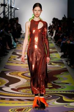 Emilio Pucci Herbst 2017 Mandarine Pailletten Asymmetrische Bluse