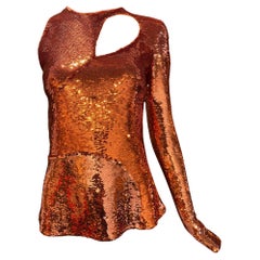 Emilio Pucci Fall 2017 Tangerine Sequin Asymmetrical Blouse Emilio Pucci Fall 2017 Tangerine Sequin Asymmetrical Blouse