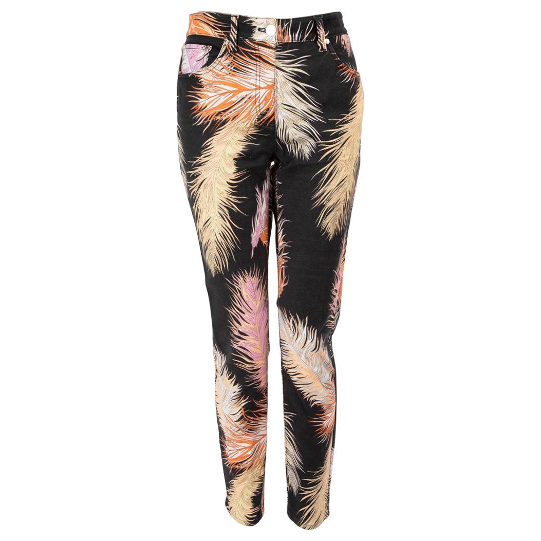 Emilio Pucci Feather Print Skinny Jeans Size L For Sale