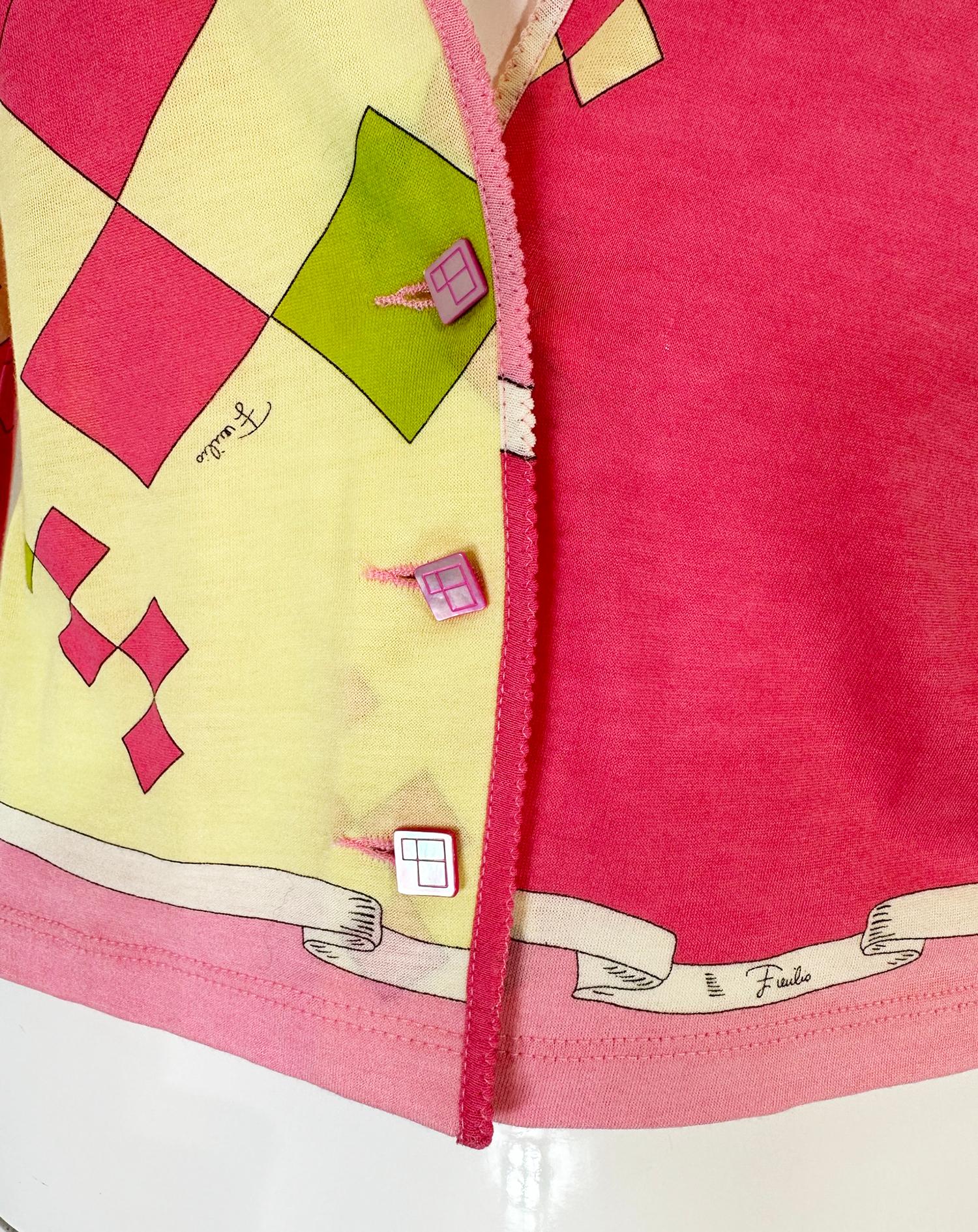Emilio Pucci - Cardigan à col V en maille de coton et de soie fine taille 8 en vente 9