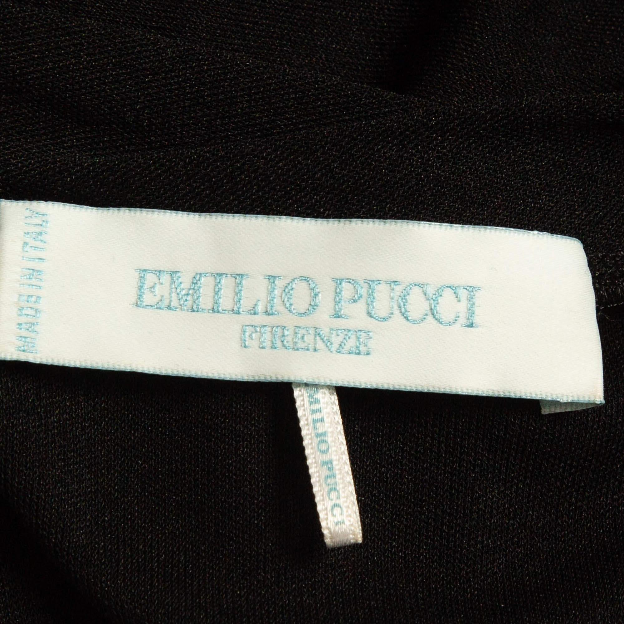 Women's Emilio Pucci Firenze Black Silk Jersey Mini Dress M For Sale