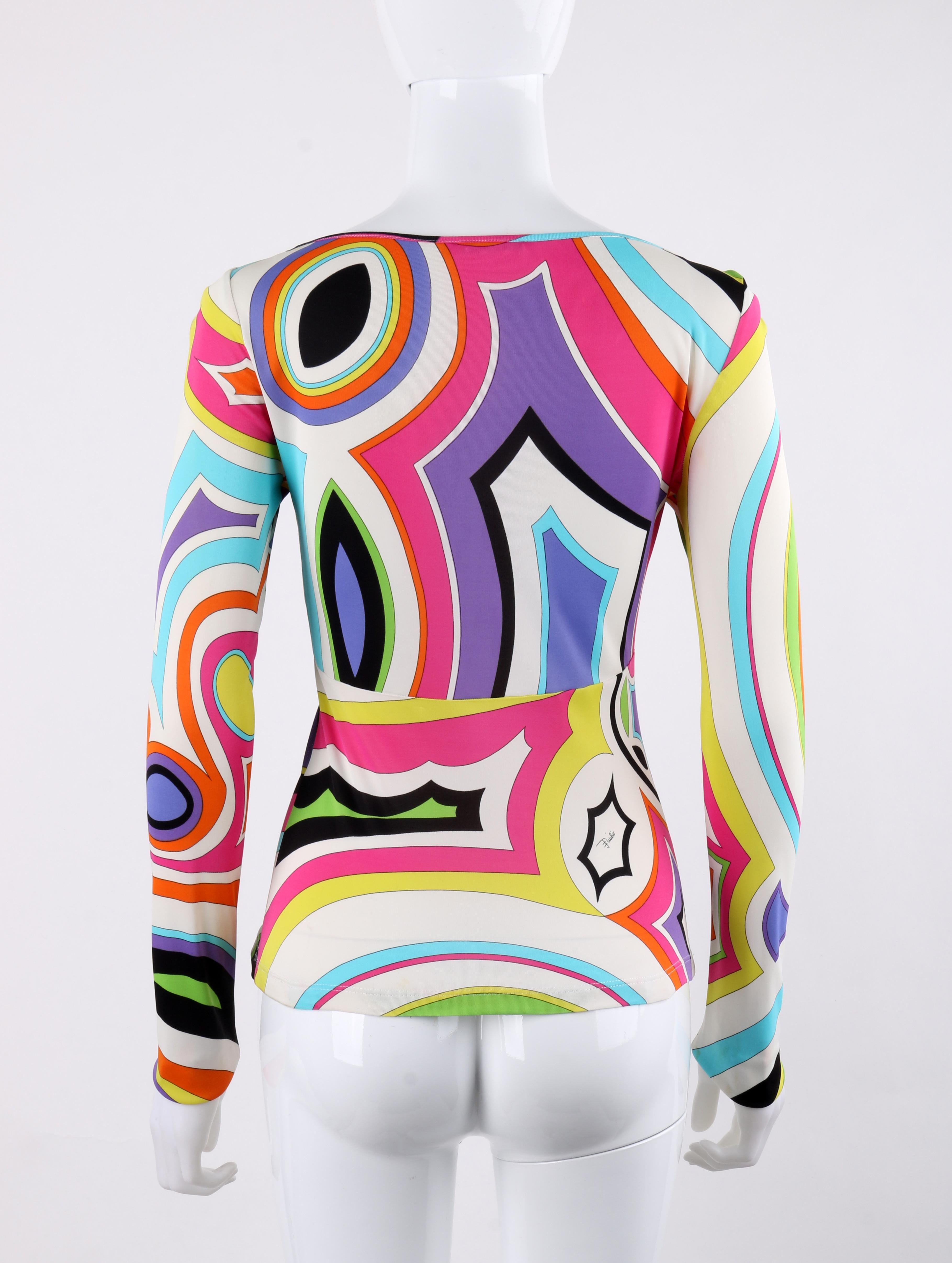 Gray EMILIO PUCCI Firenze c.2005 S/S Kaleidoscopic Shirt Top Blouse Size 6
