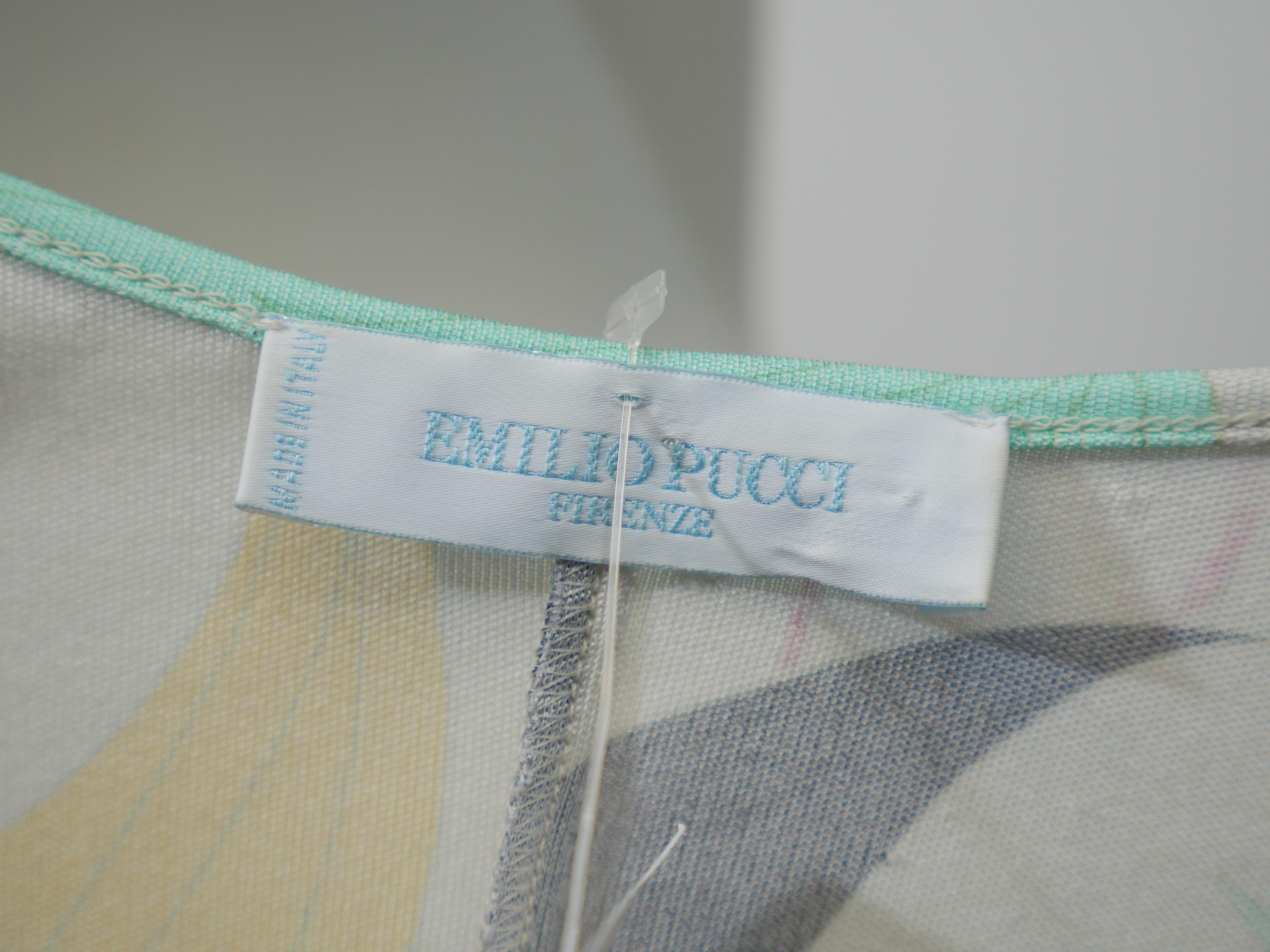 Emilio Pucci Firenze size 41 Green Blue Leaf Print Dress 2