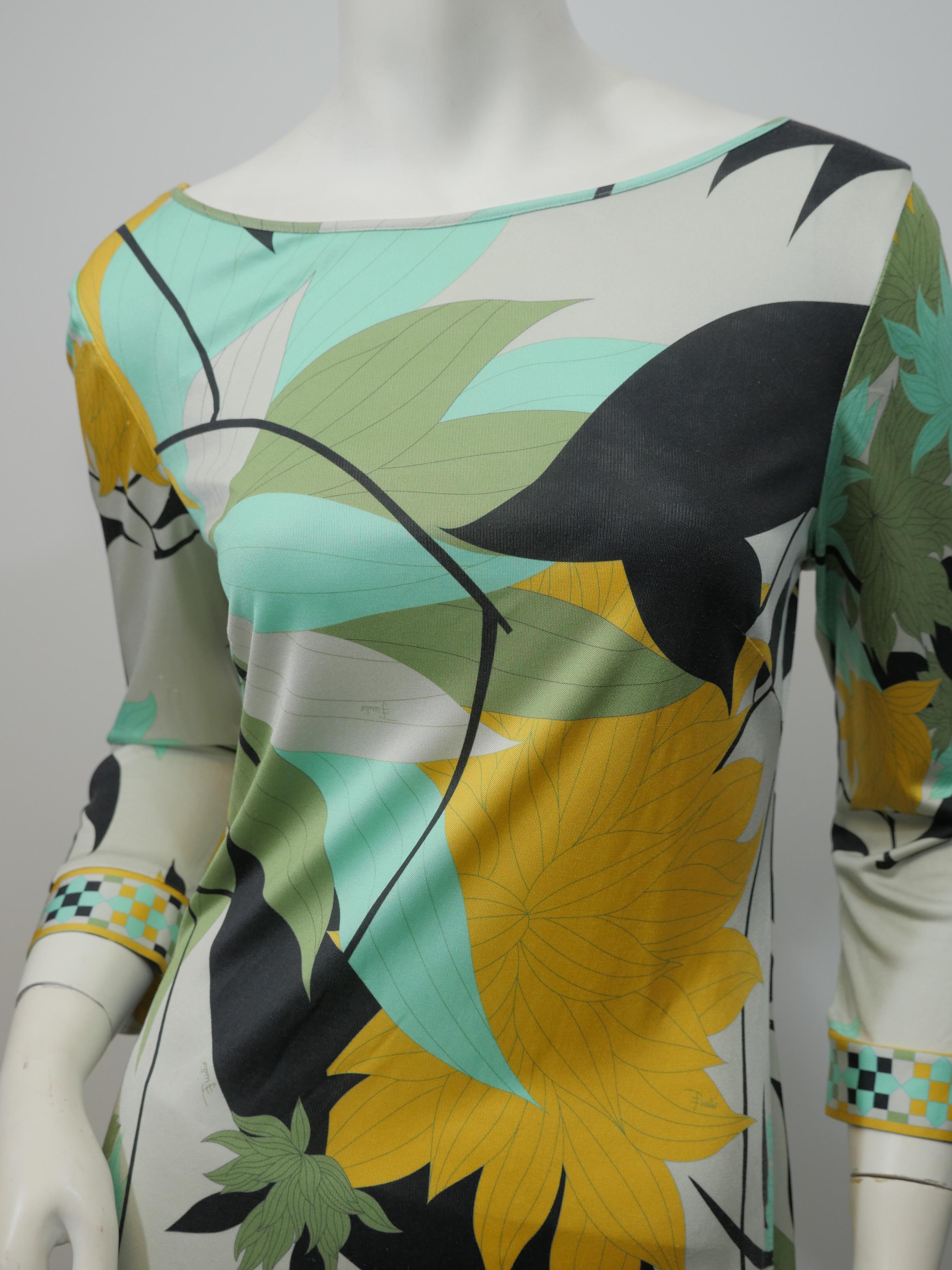 3/4 Sleeve Scoop Back Knee Length Leaf Print Dress